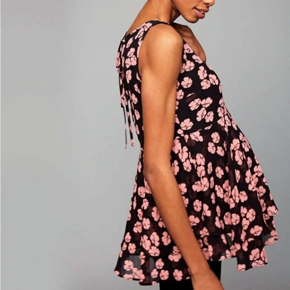 A Pea in the Pod Black & Pink Floral Peplum Maternity Blouse